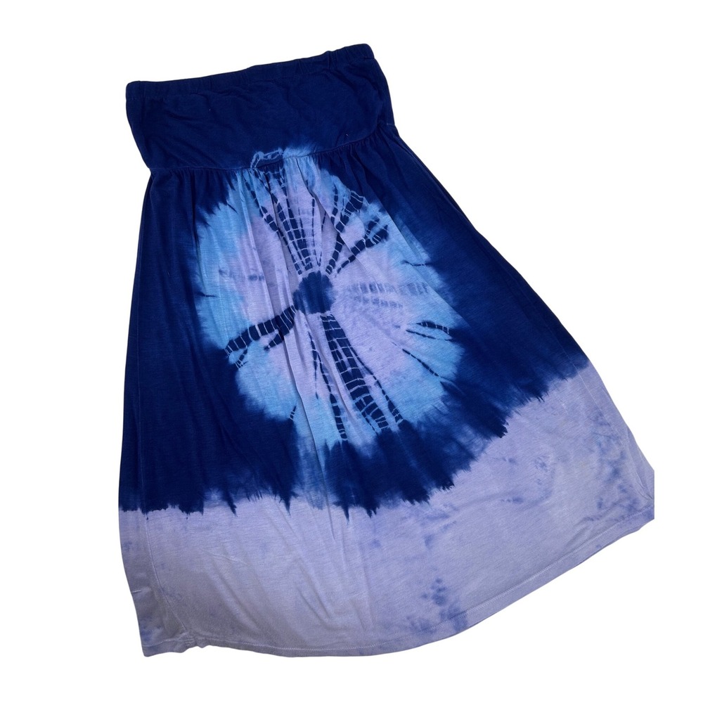 Ocean Breeze Blue Tie Dye Strapless Dress Small Summer Beach Wear